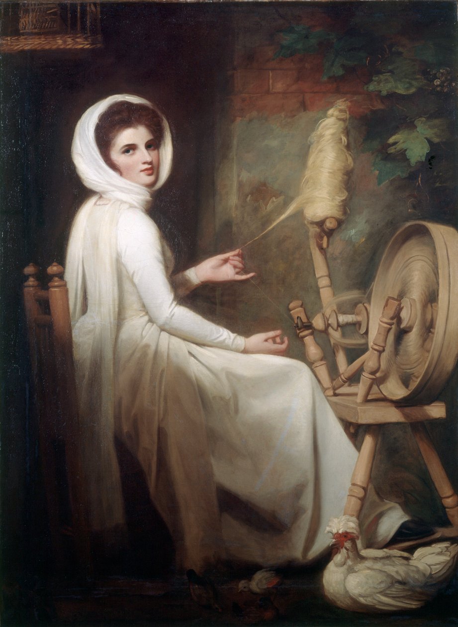 A Spinstress Lady Emma Hamilton a Spinning Wheel-nél alkotó: George Romney