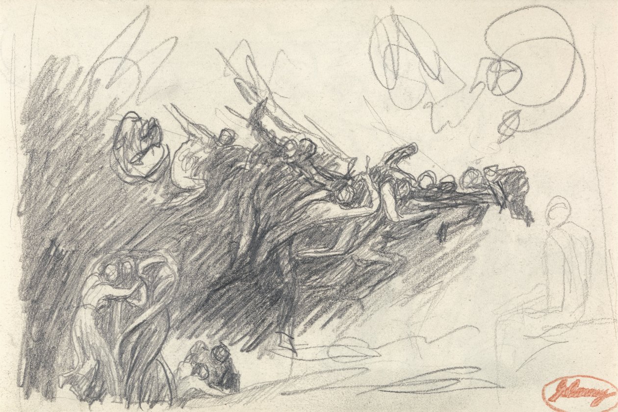 A három kegyelem és ördög, akik kigúnyolják Krisztust „Krisztus megkísértése miatt” (grafit szőtt papíron) alkotó: George Romney