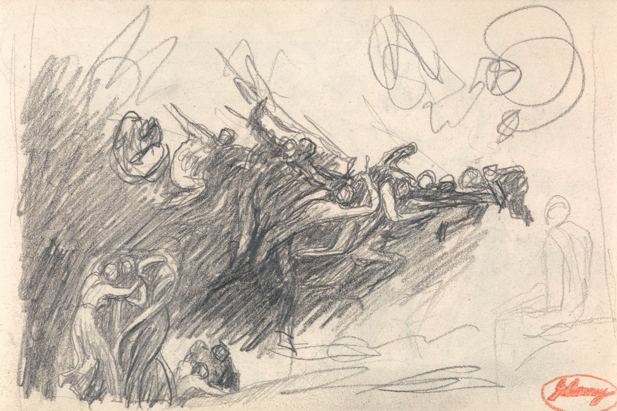 A három grácia és a gonosz szellemek, akik Krisztust gúnyolják a „Krisztus megkísértése” című műben alkotó: George Romney