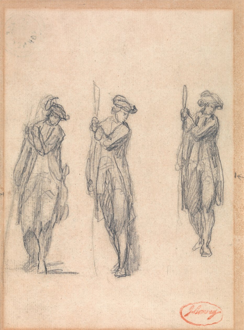 Három vázlat egy egyenruhás férfiról alkotó: George Romney