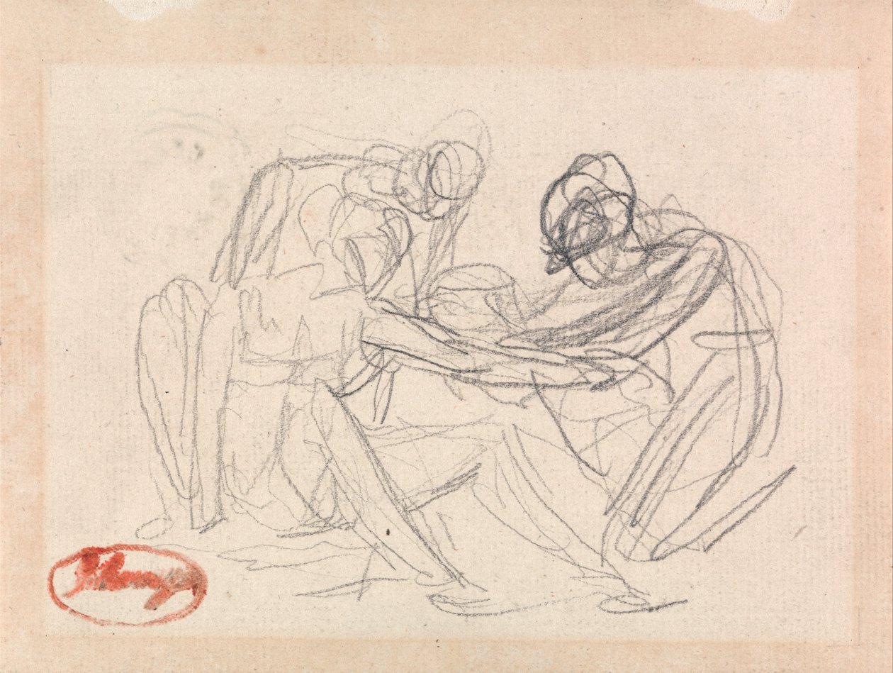Két térdelő alak egy ülő alak előtt alkotó: George Romney