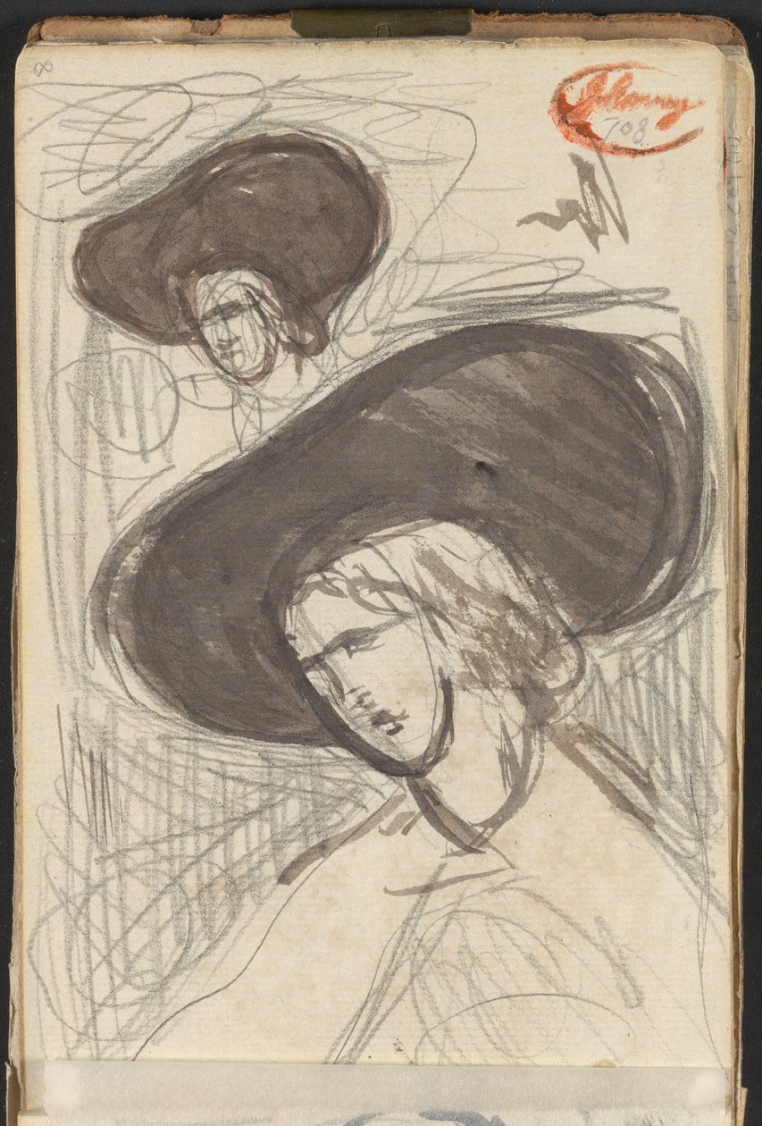 Két vázlat „Kalapos hölgy” címmel alkotó: George Romney