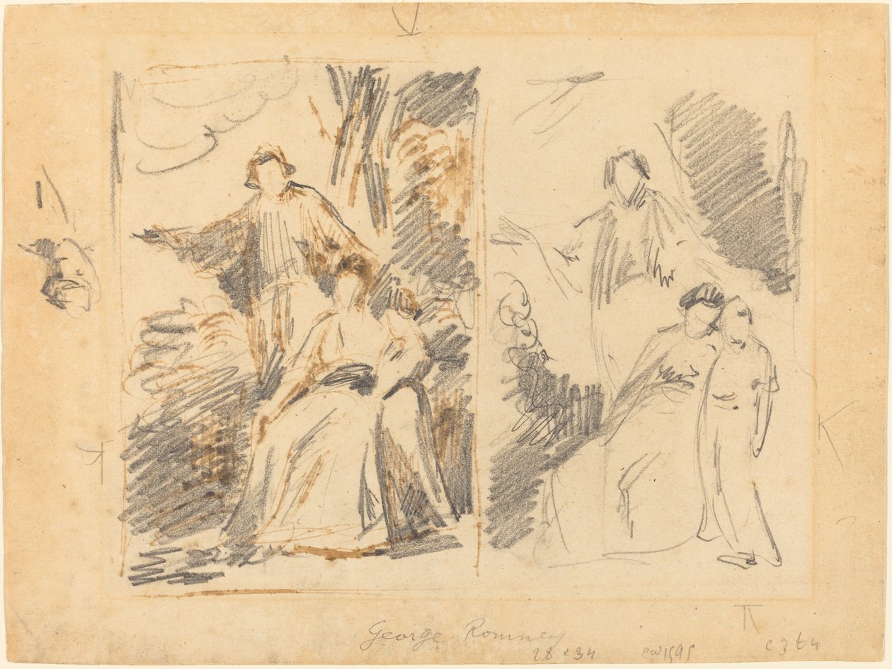 Két tanulmány a Warren család portréjához alkotó: George Romney