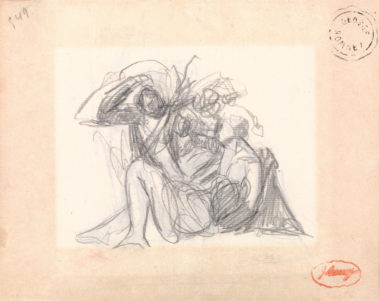 Azonosítatlan alany: Fekvő nő és más figurák alkotó: George Romney