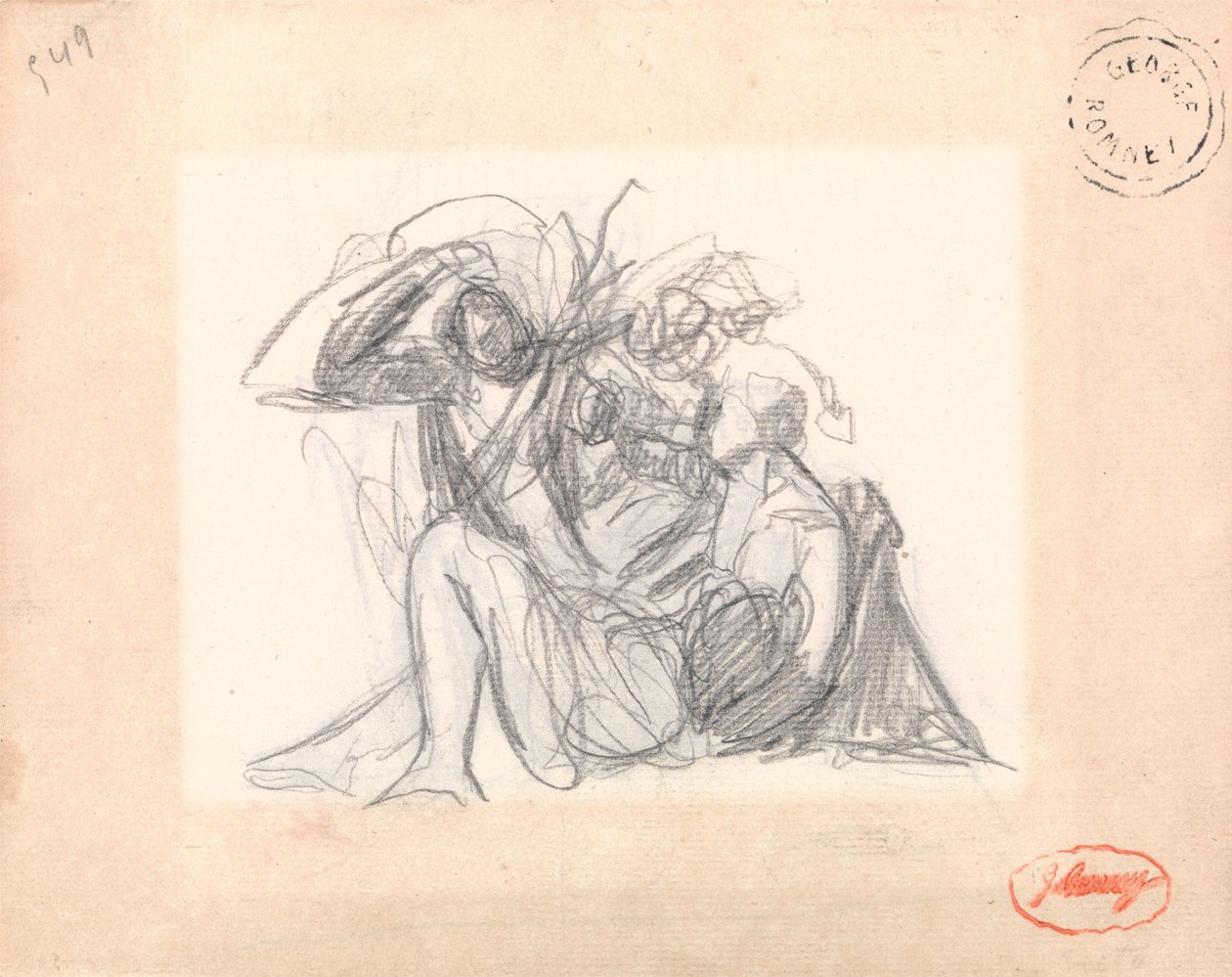 Ismeretlen című alkotás: Fekvő nő és egyéb alakok alkotó: George Romney