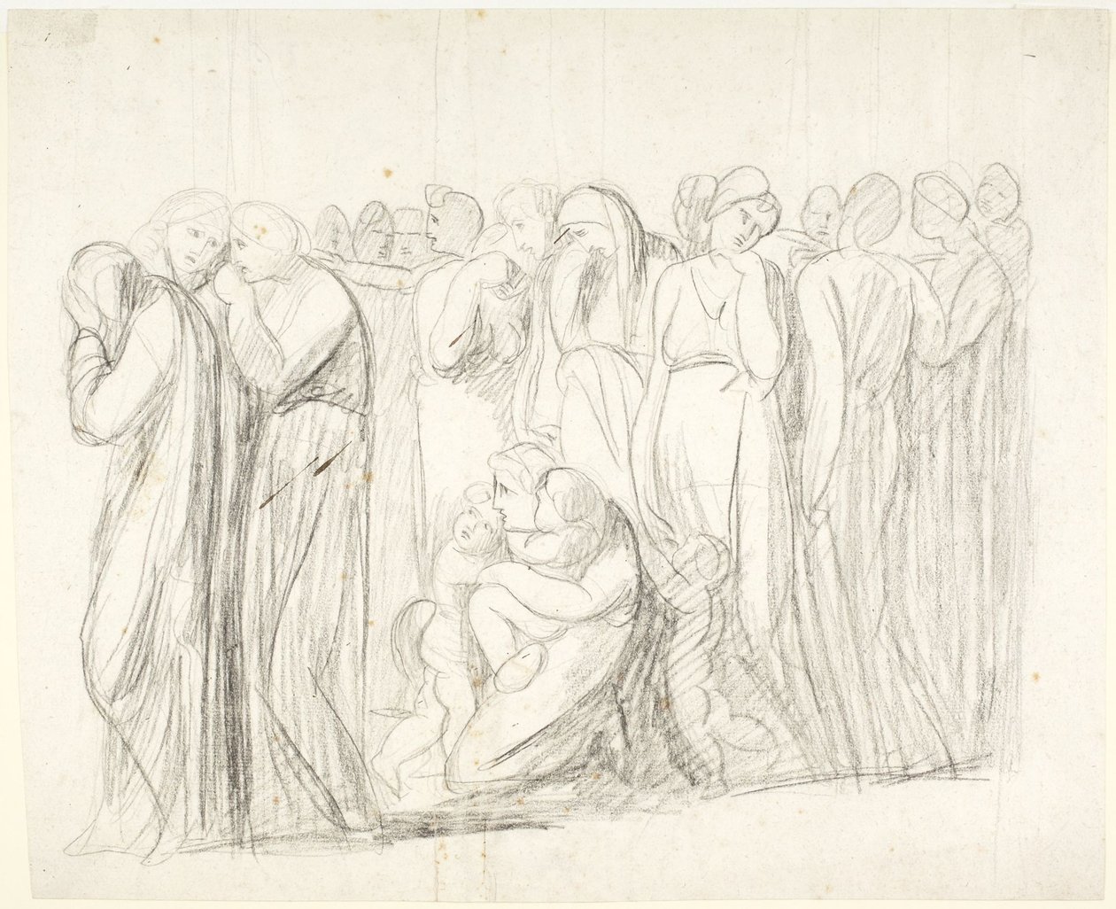 Síró nők és gyermekek: vázlat a „Szusanna vádja” című műhöz; Verso: alakvázlatok alkotó: George Romney