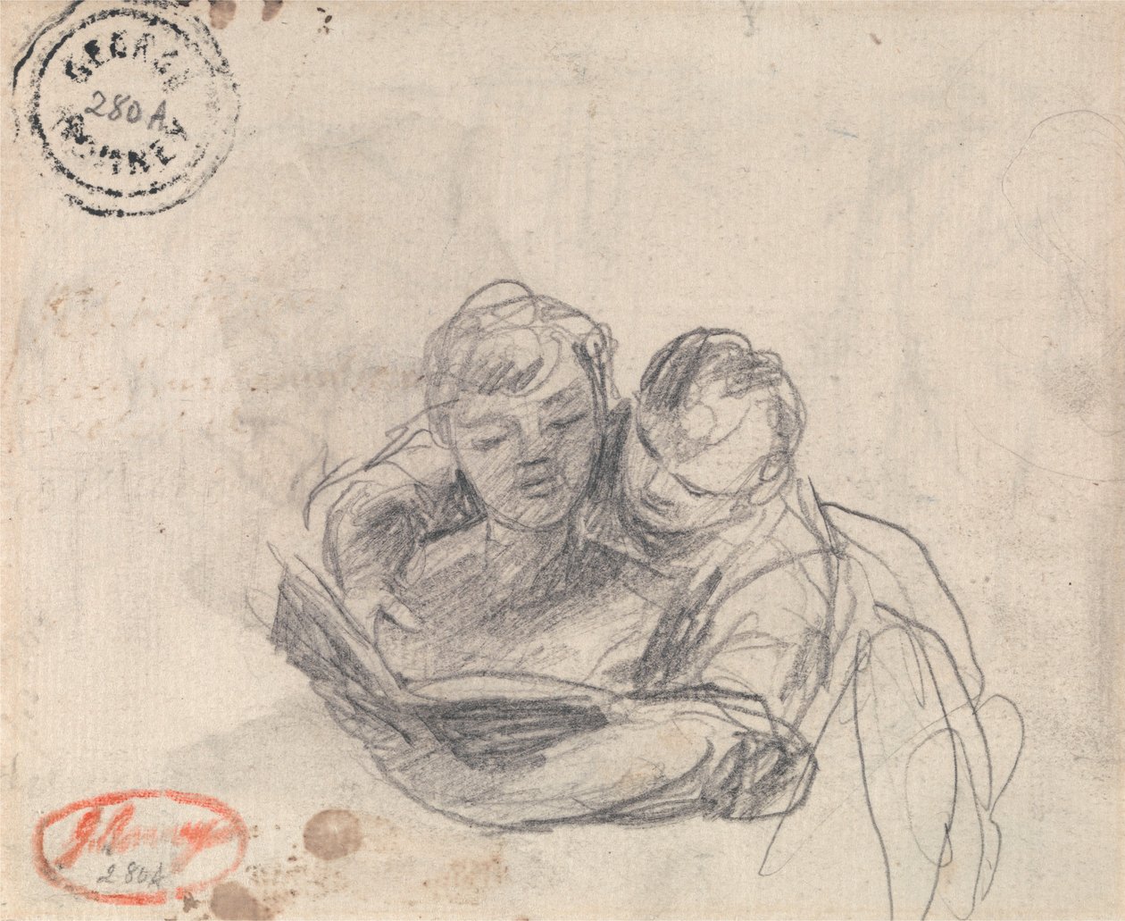 Egy nő, aki egy gyereket tanít olvasni alkotó: George Romney