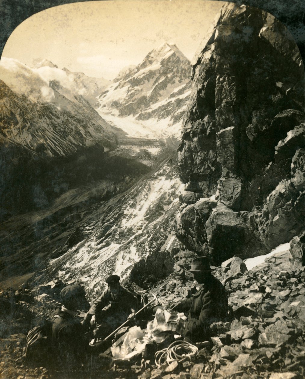 Mount Cook és a Hooker-gleccser és völgy, Új-Zéland, 1909. alkotó: George Rose