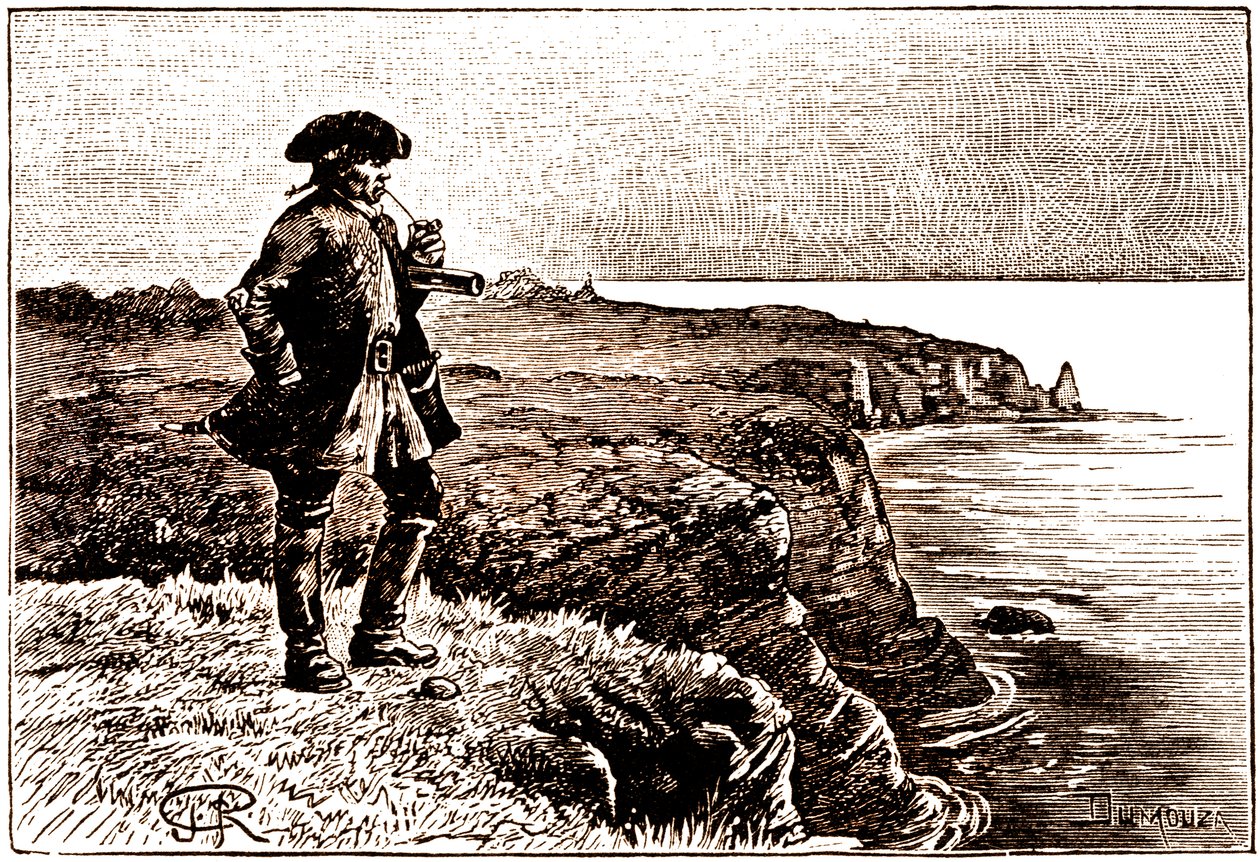 Billy Bones kapitány figyeli a kalózok érkezését... alkotó: George Roux