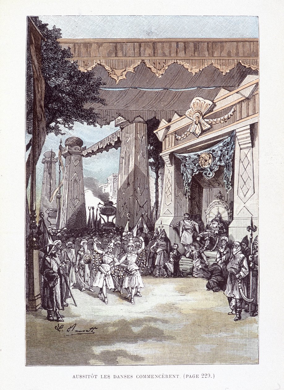 Azonnal elkezdődtek a táncok (229. oldal) Jules Verne „” Michel Strogoff” című művében. alkotó: George Roux