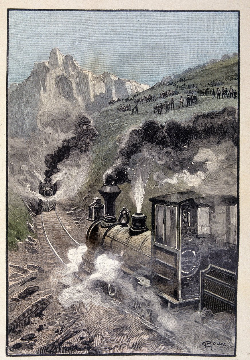 Személy a mozdonyon (435. oldal) Jules Verne „Egy különc testamentumában” alkotó: George Roux