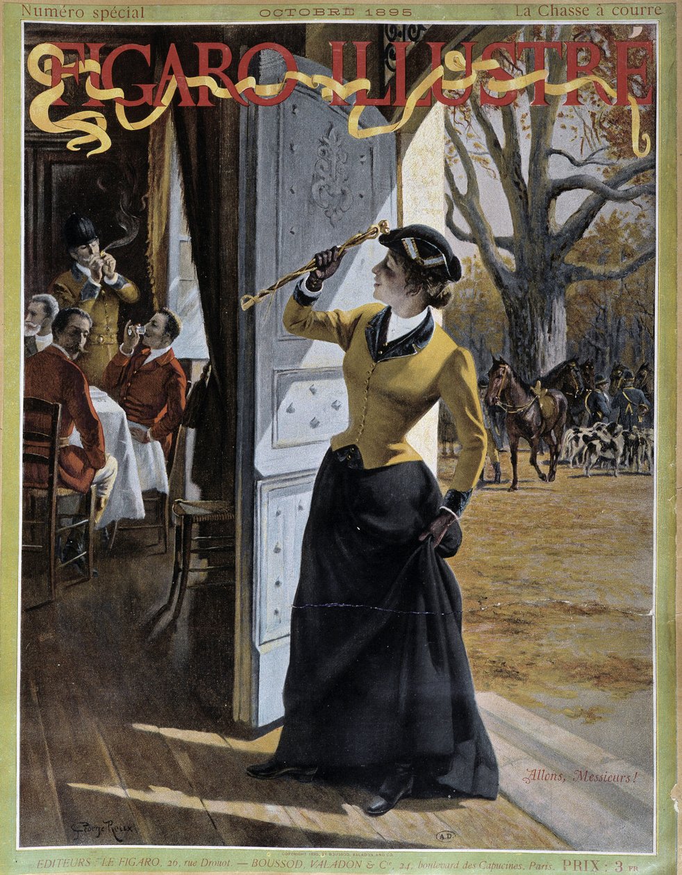 Nő vadászruhában – „” Figaro Illustrated””-ben, 1895. okt. alkotó: George Roux