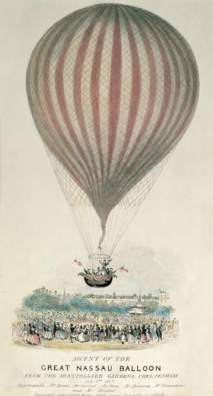 A Great Nassau Balloon felemelkedése, Montpellier Gardens, 1837. július 3. alkotó: George Rowe