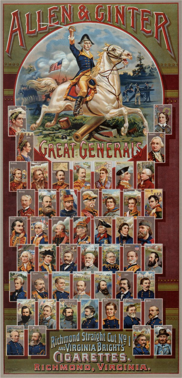 The Great Generals sorozat Allen & Ginter Cigarettes Brands számára, 1885 alkotó: George S. Harris