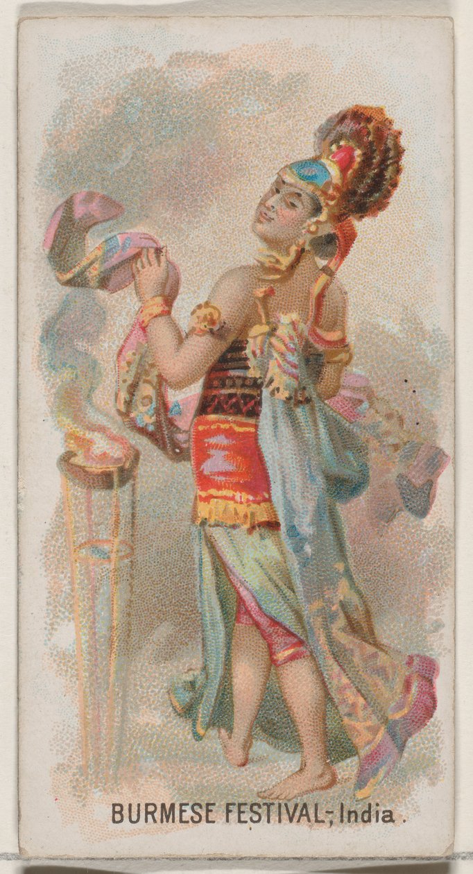 Burmai Fesztivál, India, a Holidays N80 sorozatból Duke márkájú cigarettákhoz, 1890., 1890. alkotó: George S. Harris and Sons