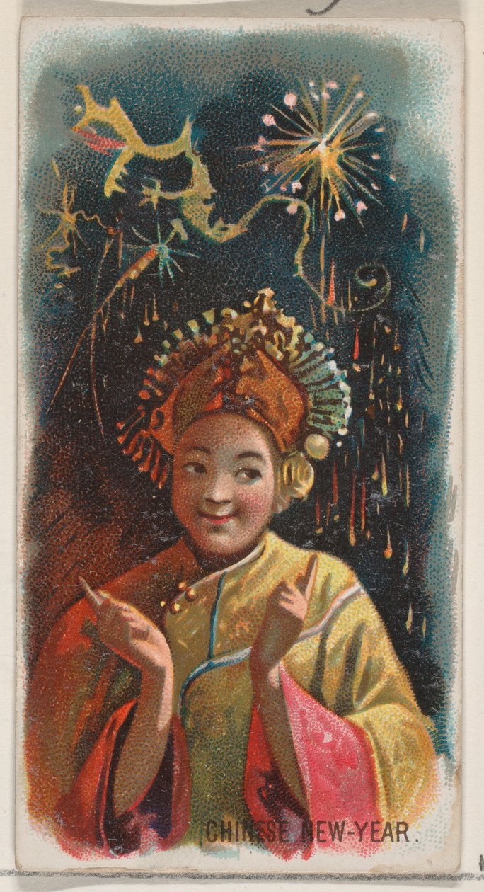 Kínai újév, a Holidays sorozatból N80 Duke márkájú cigarettákhoz, 1890., 1890. alkotó: George S. Harris and Sons