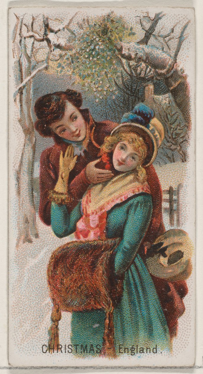Karácsony, Anglia, a Holidays N80 sorozatból Duke márkájú cigarettákhoz, 1890., 1890. alkotó: George S. Harris and Sons