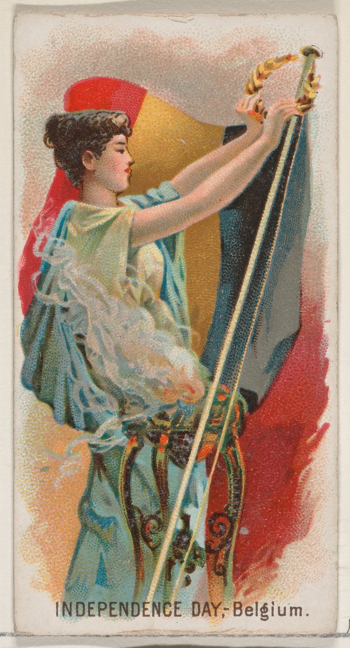 A függetlenség napja, Belgium, Ausztria, a Holidays sorozatból N80 Duke márkájú cigarettához..., 1890. alkotó: George S. Harris and Sons