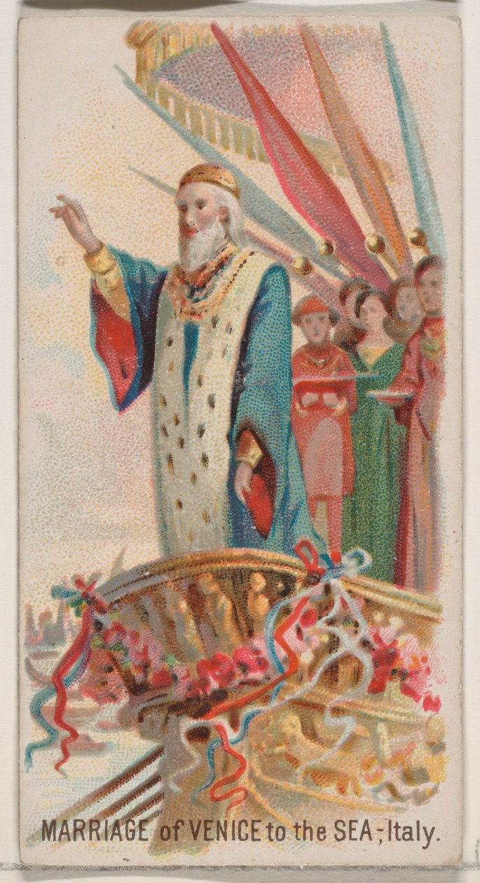 Velence házassága a tengerrel, Olaszország, a Holidays sorozatból, N80 Duke márkájú cigarettához..., 1890. alkotó: George S. Harris and Sons