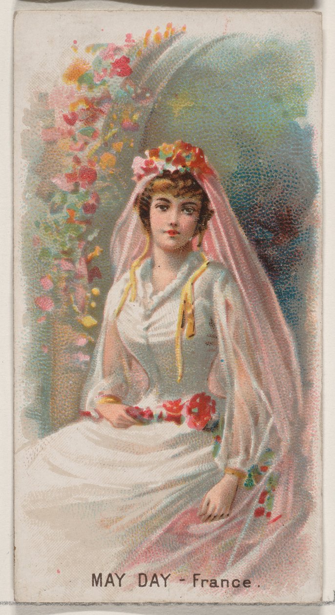 May Day, Franciaország, a Holidays N80 sorozatból Duke márkájú cigarettákhoz, 1890., 1890. alkotó: George S. Harris and Sons