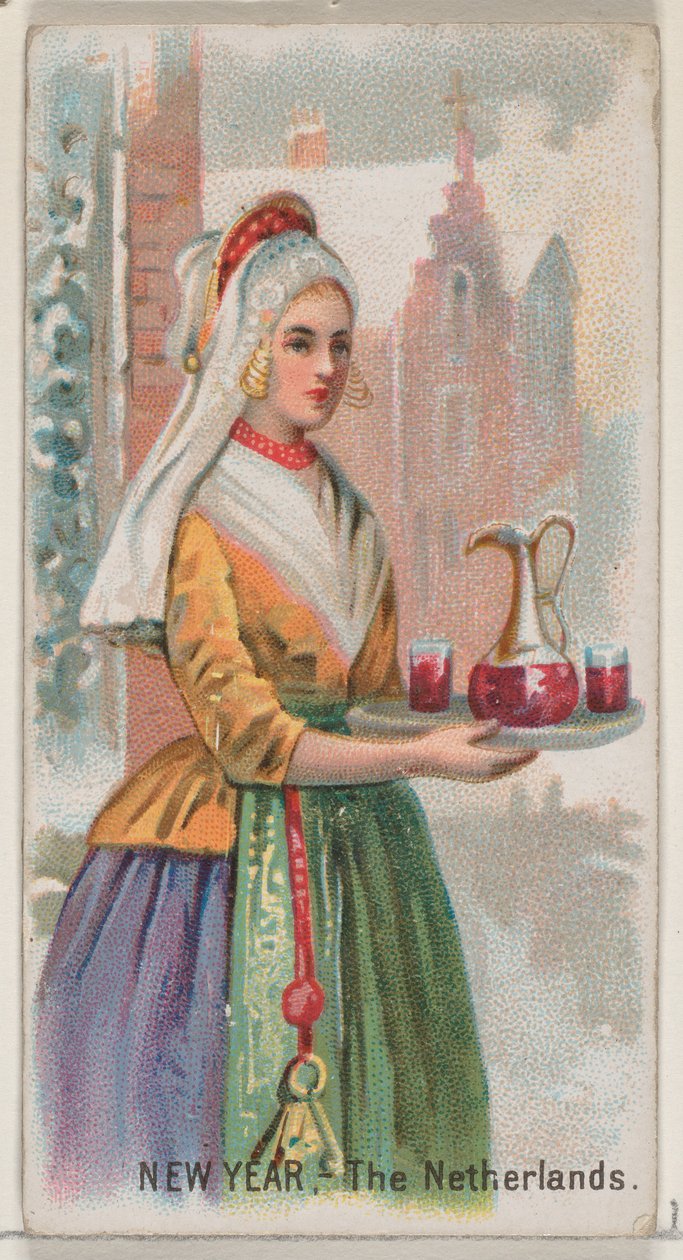New Year, Hollandia, a Holidays N80 sorozatból Duke márkájú cigarettákhoz, 1890., 1890. alkotó: George S. Harris and Sons