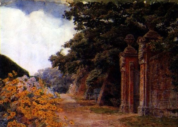 Kerti határ fal és kapu alkotó: George Samuel Elgood