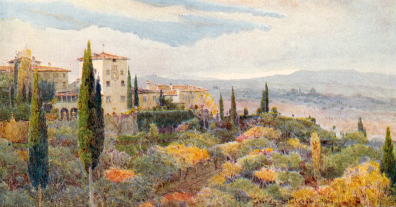 Egy toszkán villa (színes litográfia) alkotó: George Samuel Elgood
