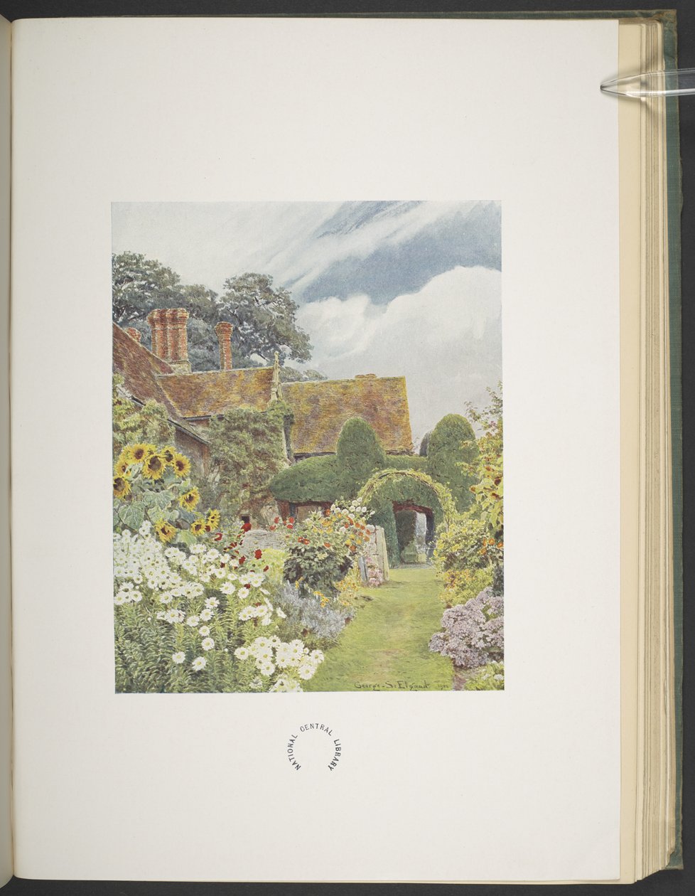 Cleeve Prior, Sunflowers, illusztráció a „Some English Gardens”-ben, George S. Jekzel Elgood és Gertrude Jekyll alkotó: George Samuel Elgood
