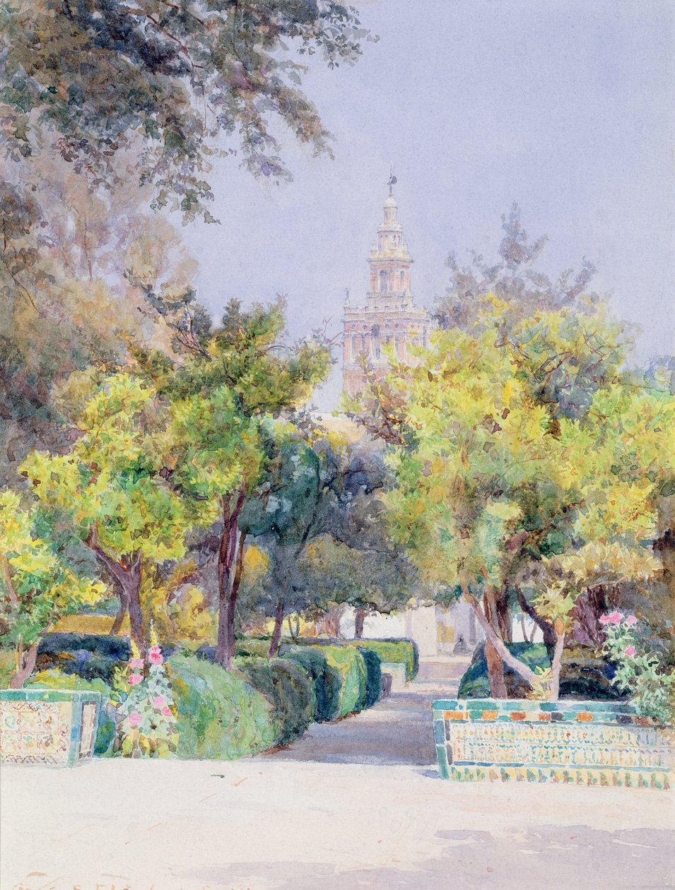 Az Alcazar kertjében, Sevilla, 1893 alkotó: George Samuel Elgood