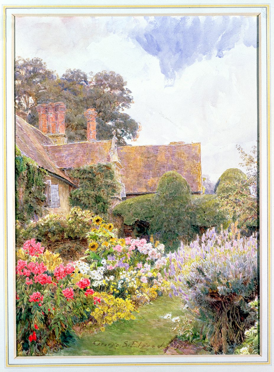 Az udvarház kertjei, Cleeve Prior, Worcestershire alkotó: George Samuel Elgood
