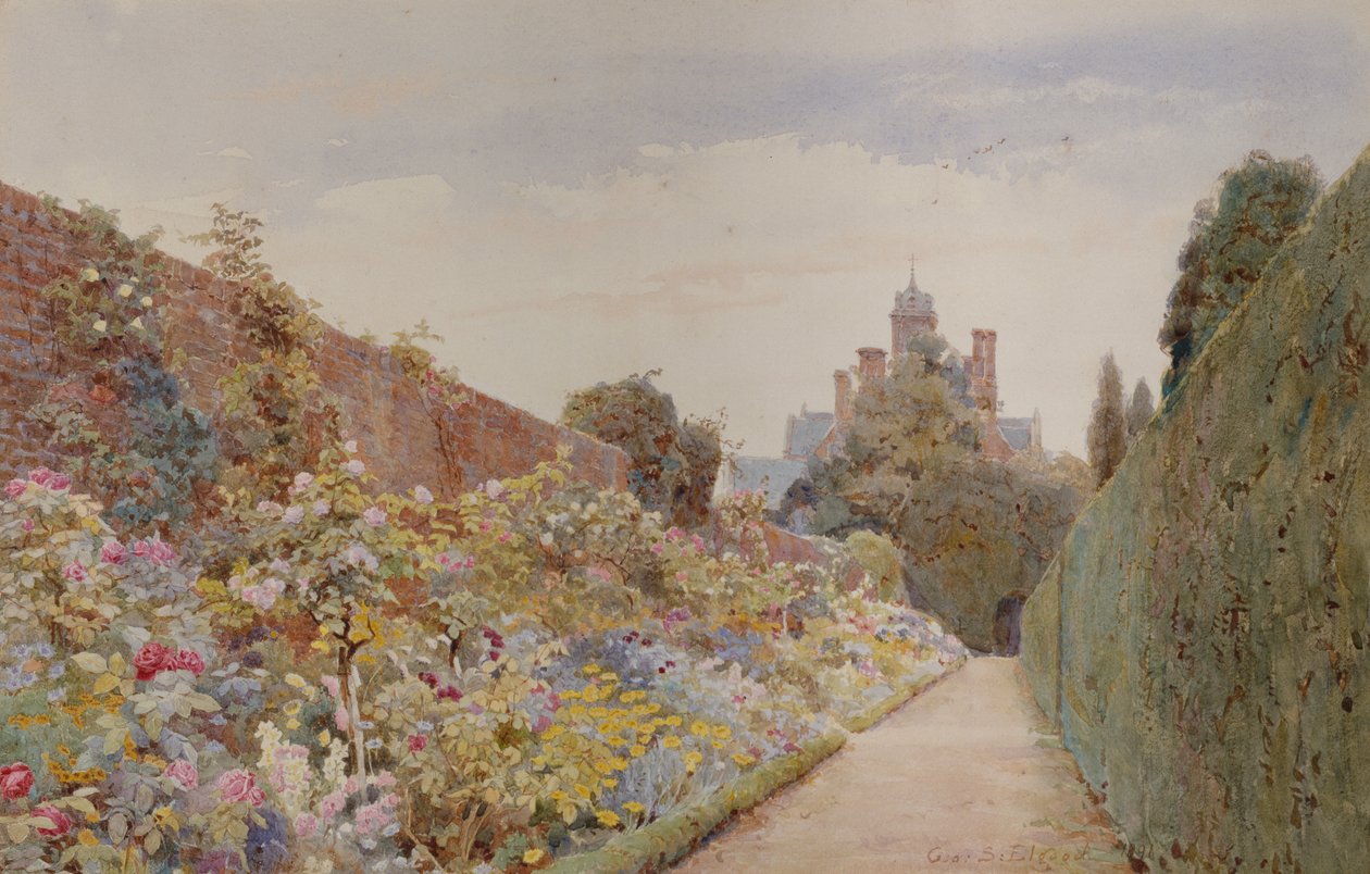 The Rose Walk at Mynthurst, 1940 körül (ceruza és akvarell) alkotó: George Samuel Elgood