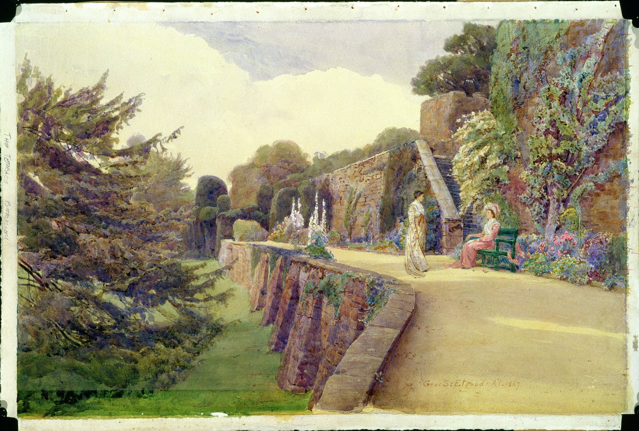 A terasz a Berkeley kastélyban, Gloucestershire, 1887 alkotó: George Samuel Elgood