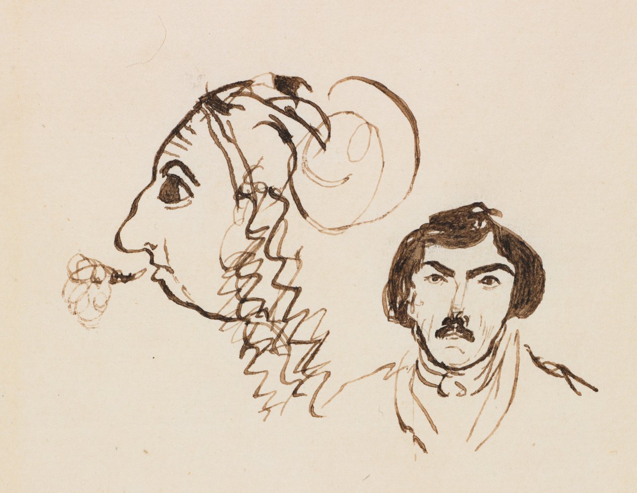 Önarckép Delacroix portréjával alkotó: George Sand