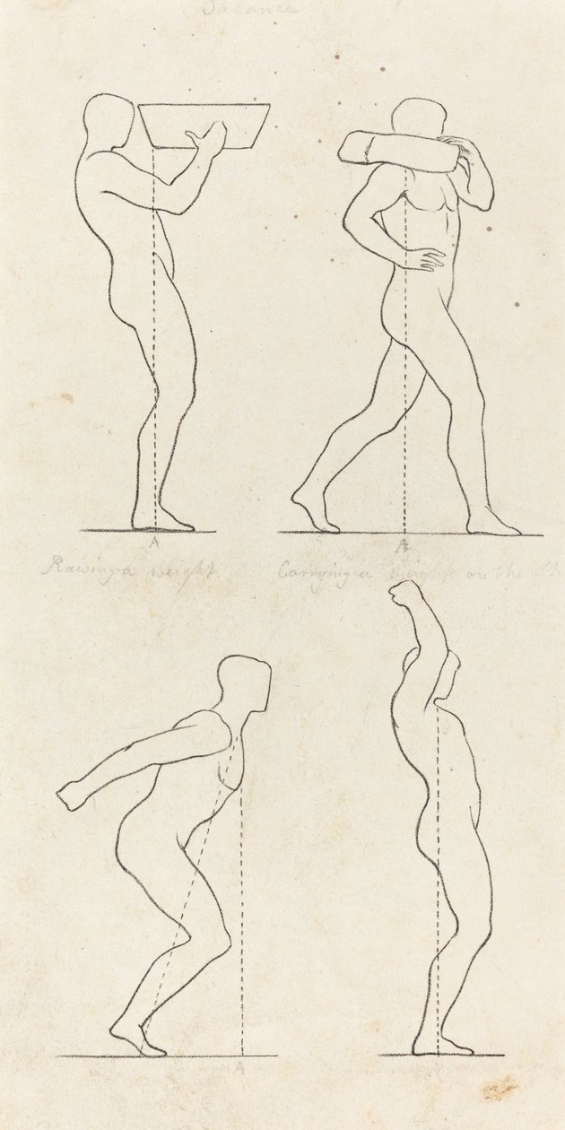 Súly viselése; Felkészülés az ugrásra és leszállásra alkotó: George Scharf after John Flaxman