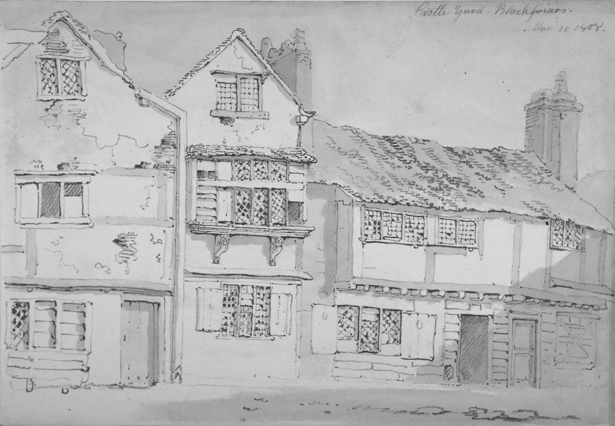 Épületek a Castle Yardban, Blackfriars, City of London, 1808 alkotó: George Shepherd
