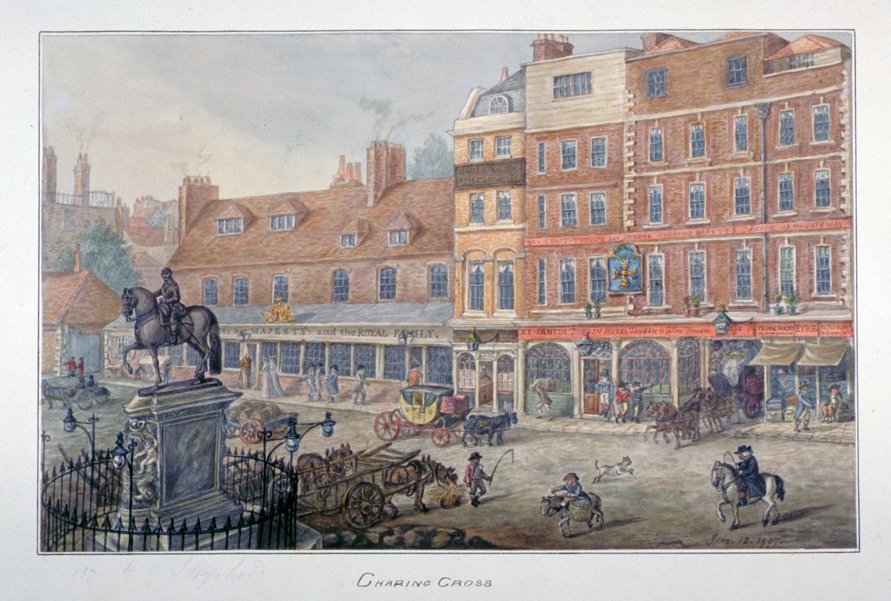 Charing Cross, Westminster, London, 1807 alkotó: George Shepherd