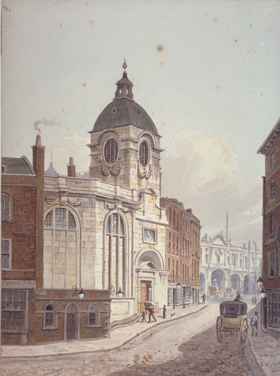 Szent Benet Fink templom, Threadneedle Street, London City, 1810 alkotó: George Shepherd