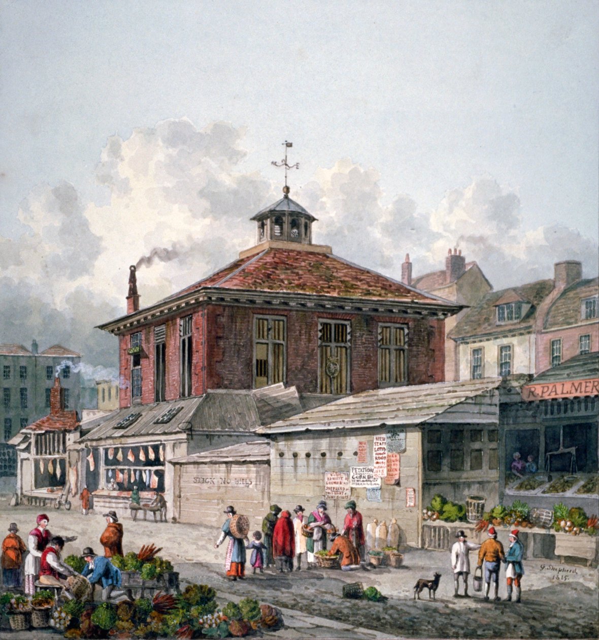 Clare Market, Westminster, London, 1815 alkotó: George Shepherd