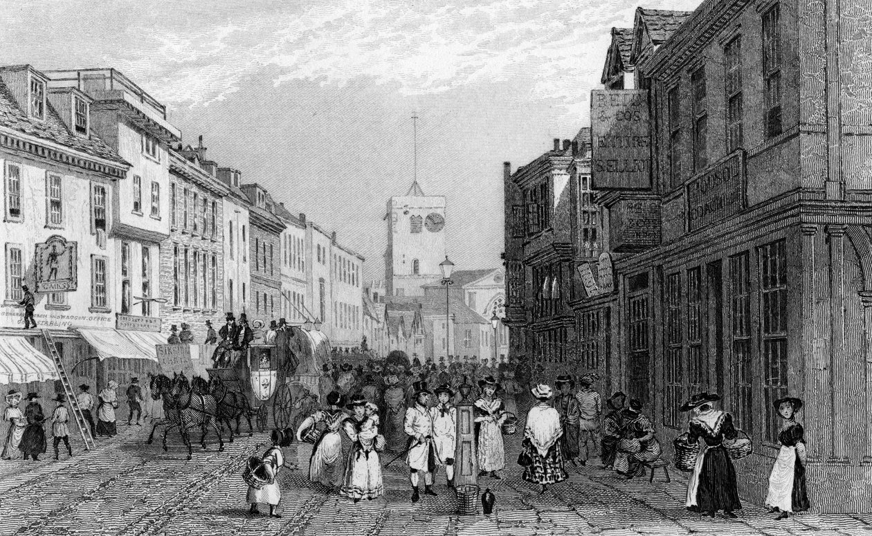 Piacnap Dartfordban, Kentben, Henry Adlard metszete, 1830 körül alkotó: George Shepherd