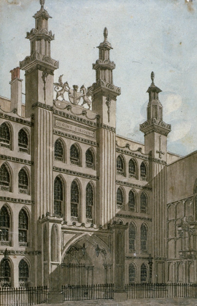 Délnyugati nézet a Guildhall frontról, City of London, 1810 alkotó: George Shepherd