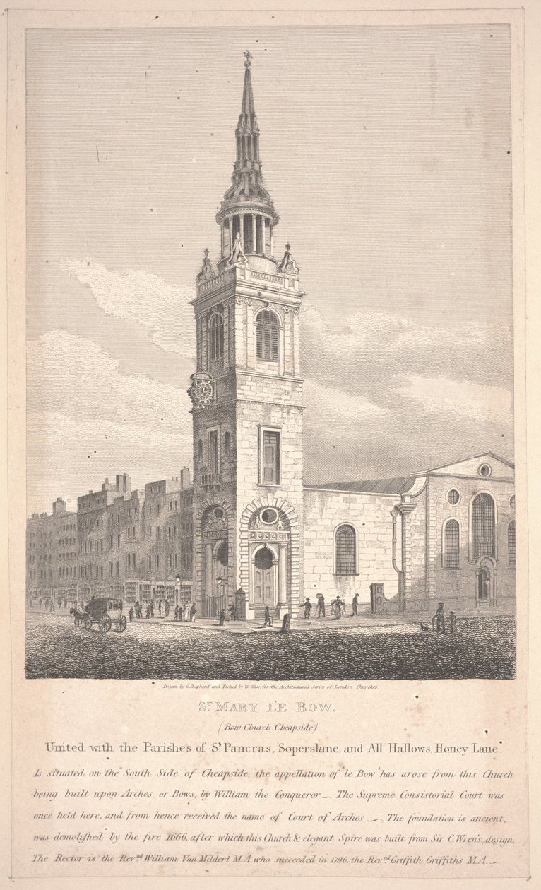 St. Mary Le Bow, William Wise metszet alkotó: George Shepherd