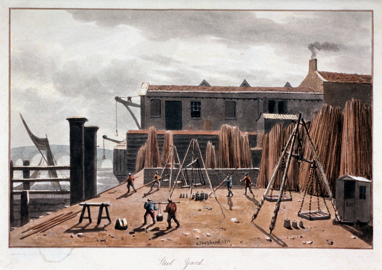 Kilátás a Steelyard Wharfra, London, 1811 alkotó: George Shepherd