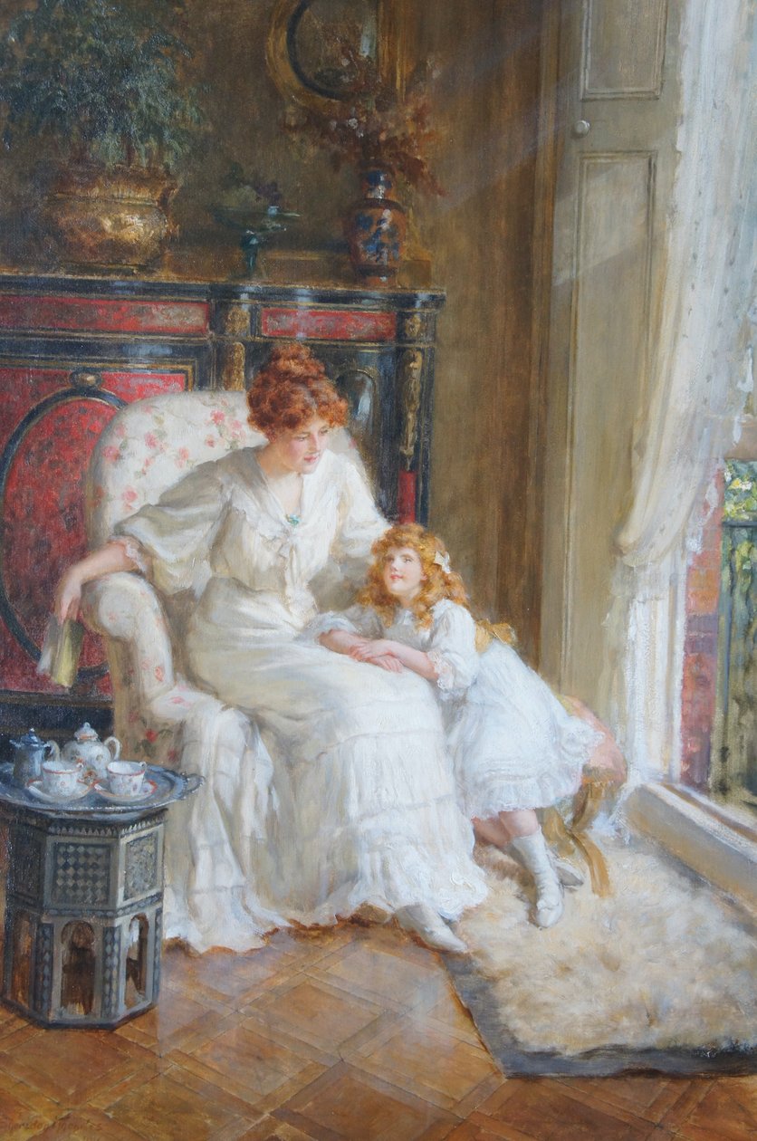 Anya és lánya teaidőben (Olaj, vászon) alkotó: George Sheridan Knowles
