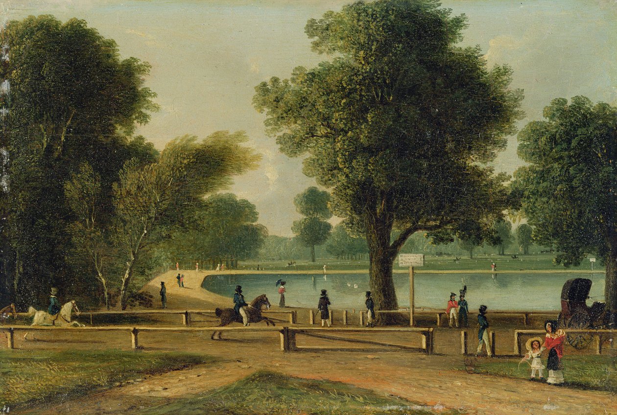 The Serpentine, Hyde Park (olaj a panelen) alkotó: George Sidney (attr. to) Shepherd