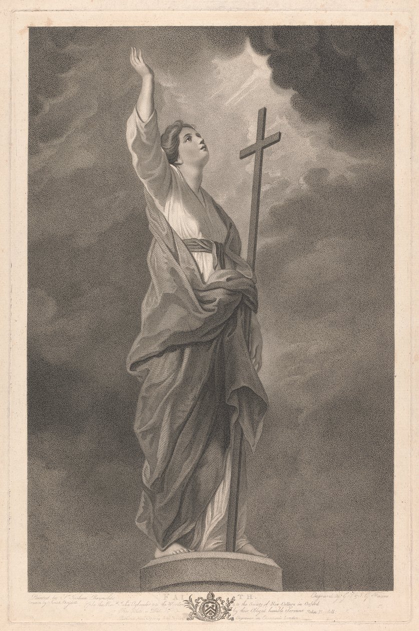 A kápolna nyugati ablaka, New College Oxford: Az erények – hit alkotó: George Siegmund Facius