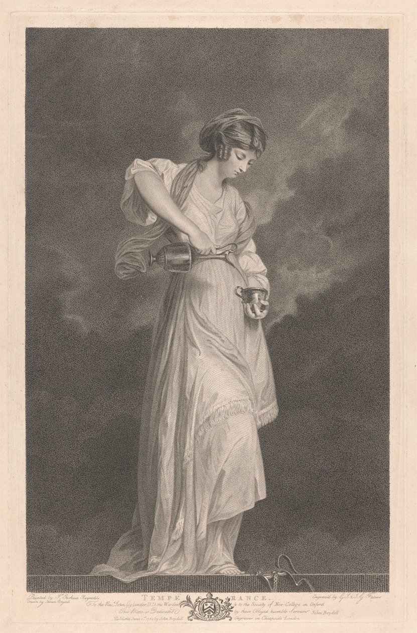 A kápolna nyugati ablaka, New College Oxford: Az erények – mértékletesség alkotó: George Siegmund Facius