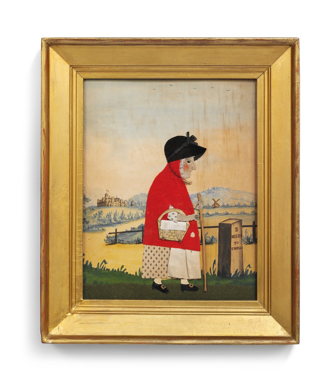 A lúd nő egy mérföldkő előtt, 1840 körül (vágott filc) (2563144-es pár) alkotó: George Smart