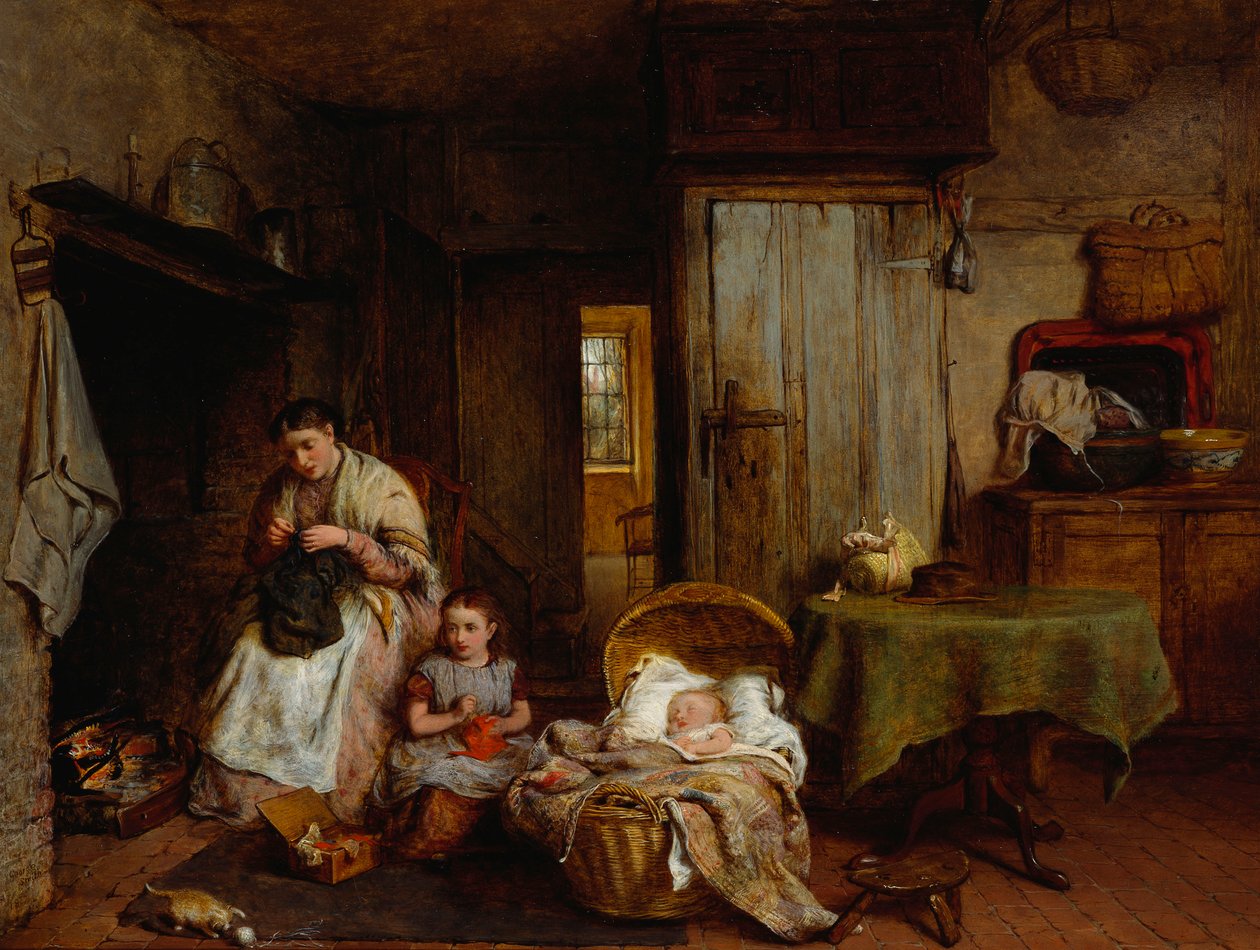 Varráslecke a tűz mellett, 1867 alkotó: George Smith