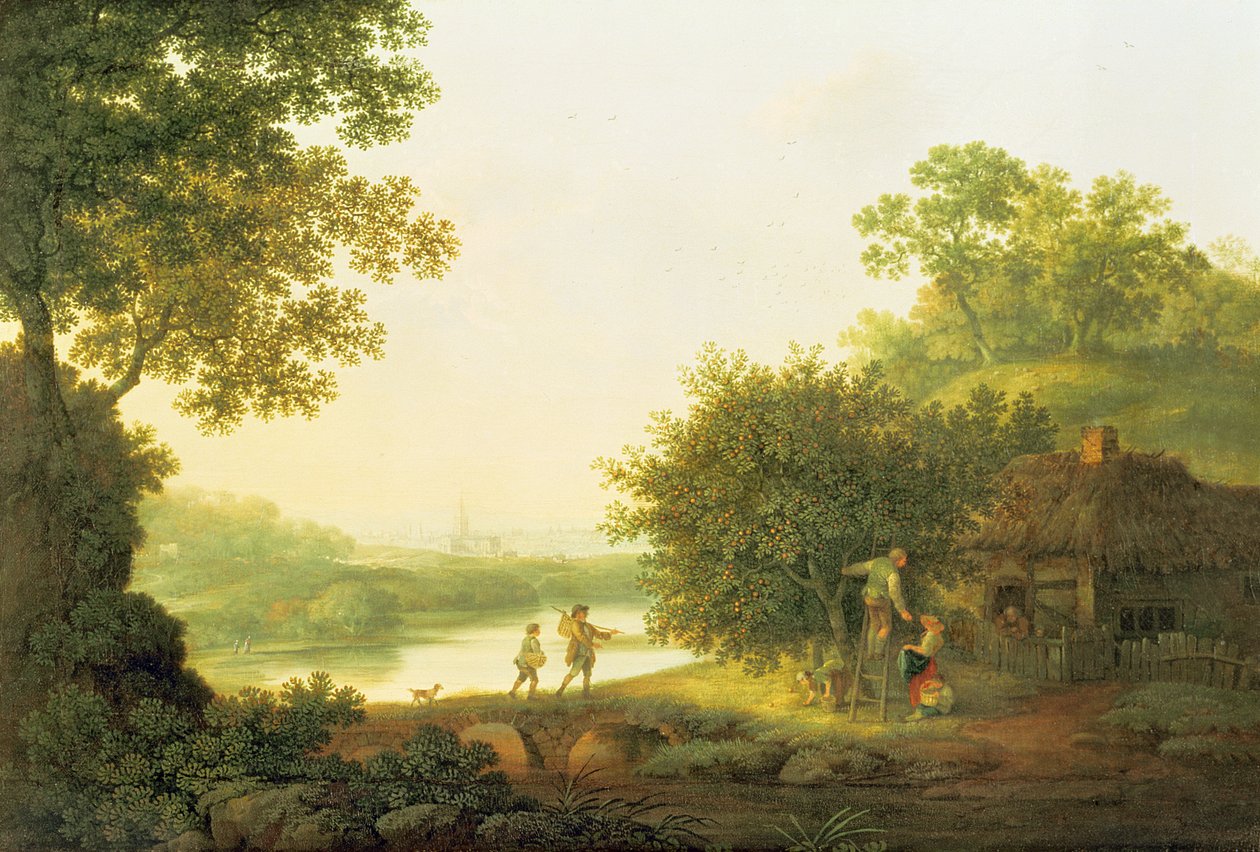 Applepickers, egy kunyhó mellett erdős tájon Chichesterrel túl alkotó: George Smith