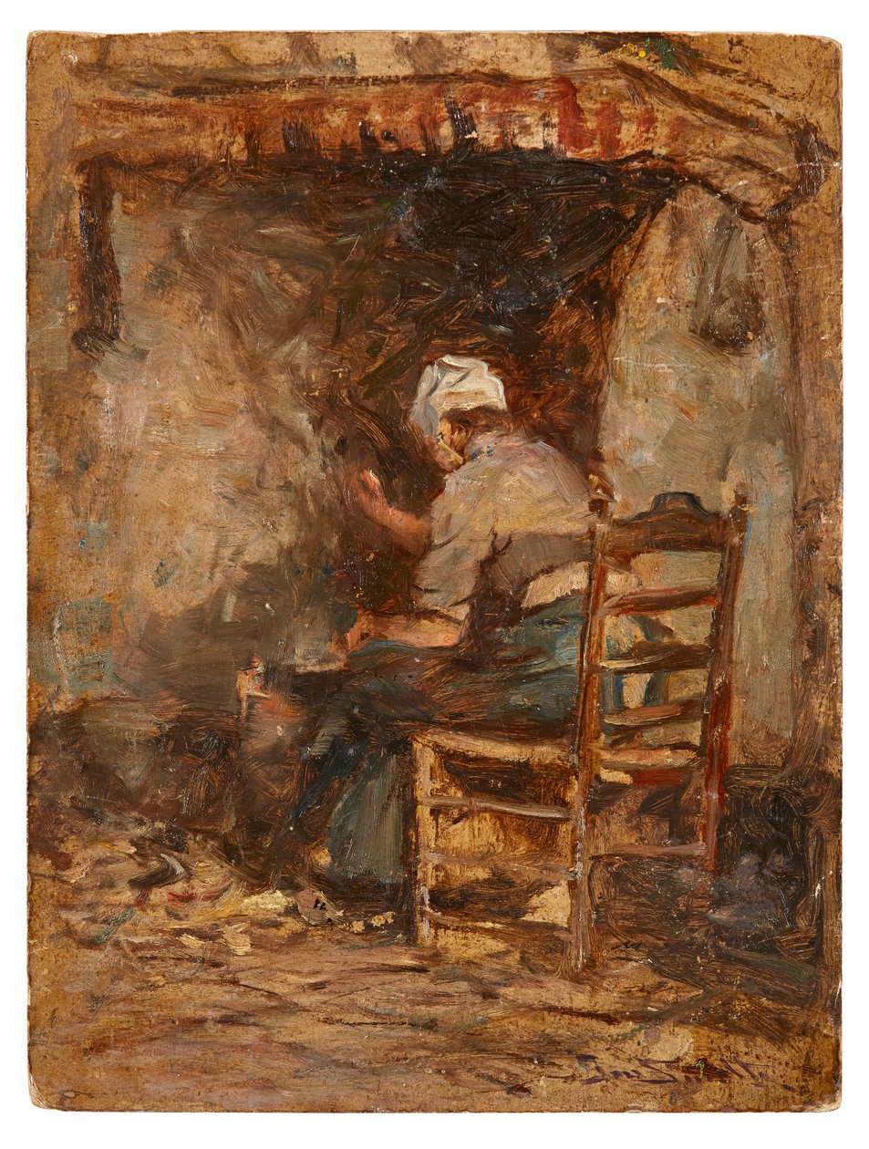 Vázlat egy tejeslányról (olaj a fedélzeten) alkotó: George Smith